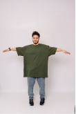 Мужская Оливковая футболка Большого размера батал