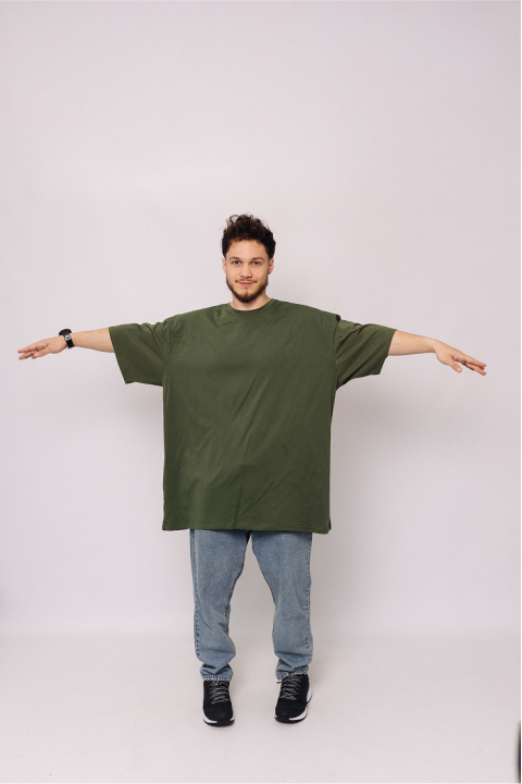 Мужская Оливковая футболка Большого размера батал