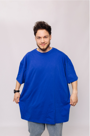 Мужская Яркая Синяя Электрик футболка Большого размера батал 3XL 4XL 5XL 6XL 7XL 8XL 9XL