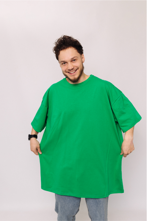 Мужская Зеленая футболка Большого размера батал