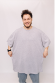 Мужская хлопковая Светло-серая футболка Большого размера батал Меланж