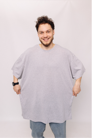 Мужская хлопковая Светло-серая футболка Большого размера батал 3XL 4XL 5XL 6XL 7XL 8XL 9XL Меланж