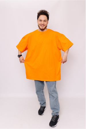 Мужская хлопковая Оранжевая футболка Большого размера батал 58 60 62 64 66 70