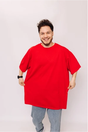 Мужская хлопковая Красная футболка Большого размера батал 3XL 4XL 5XL 6XL 7XL 8XL 9XL