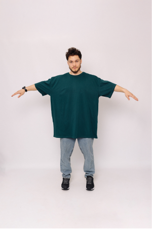 Мужская Темно-зеленая футболка Большого размера батал 7ХЛ, 8ХЛ, 9ХЛ