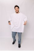 Мужская хлопковая Белая футболка Большого размера батал