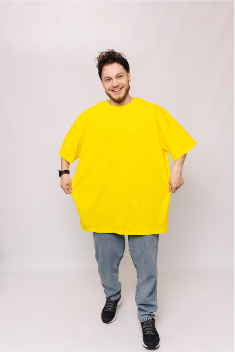 Мужская Желтого футболка Большого размера батал 