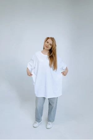 Женская хлопковая Белая футболка Большого размера батал 3XL 4XL 5XL 6XL 7XL 8XL 9XL
