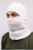 Мужская шапка-балаклава 2в1 белого цвета утепленная на флисе зимняя маскировка под снег для военных