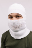 Мужская шапка-балаклава 2в1 белого цвета утепленная на флисе зимняя маскировка под снег для военных