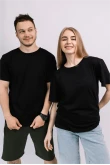 Мужская Черная футболка 100% хлопок трикотажная однотонная базова