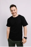 Мужская Черная футболка 100% хлопок трикотажная однотонная базова
