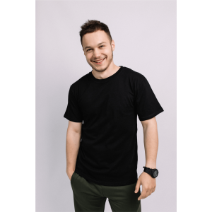 Мужская Черная футболка 100% хлопок трикотажная однотонная базова