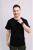 Мужская Черная футболка 100% хлопок трикотажная однотонная базова