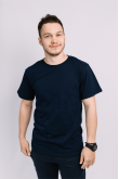 Мужская Темно-синяя футболка из хлопка трикотажная классическая