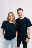 Мужская Темно-синяя футболка из хлопка трикотажная классическая