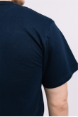 Мужская Темно-синяя футболка из хлопка трикотажная классическая