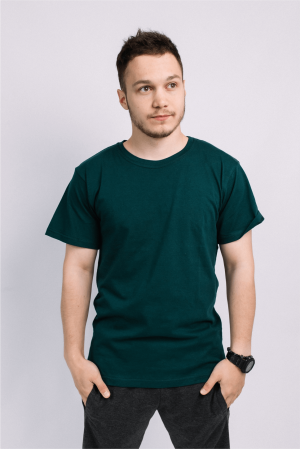 Мужская Темно-зеленая футболка хб хлопок трикотажная 