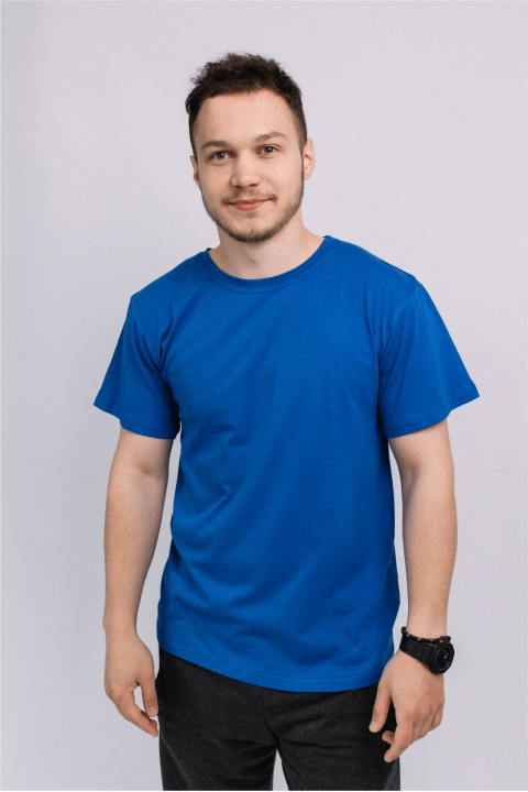 Чоловіча Яскрава Синя футболка Електрик 100% бавовна трикотажна