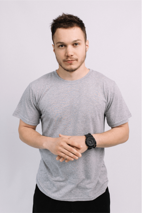 Мужская Светло-Серая футболка Меланж натуральная трикотажная базовая