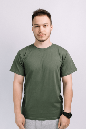 Мужская футболка Олива из хлопка натуральная трикотажная