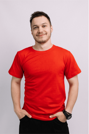 Мужская Красная футболка из хлопка натуральная 