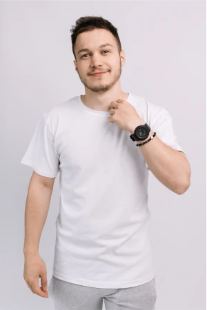 Чоловіча Біла футболка 100% бавовна натуральна трикотажна базова без принта