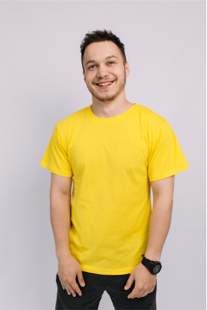 Мужская Желтая футболка из натурального хлопока