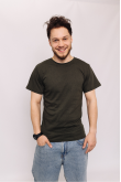 Мужская Оливковая Темная футболка из хлопка натуральная трикотажная