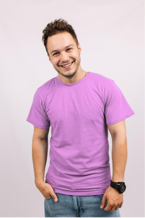 Мужская Сиреневая футболка натуральная трикотажная базовая