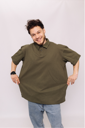 Мужская Оливковая футболка Поло с воротником форма нгу Батал 3XL-6XL