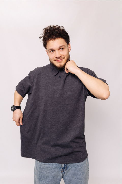 Мужская футболка Поло Темно-серый Антрацит повседневная базовая Батал 3XL-6XL