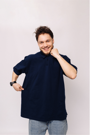 Мужская футболка Поло с воротником Темно-синего цвета Батал 3XL-6XL