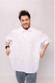 Мужская Белая футболка Поло с классическим воротником Батал 3XL-6XL