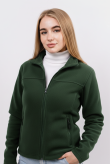 Женская зеленая флисовая кофта на молнии