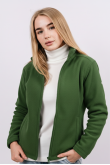 Женская зеленая флисовая кофта на молнии