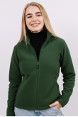 Женская зеленая флисовая кофта на молнии