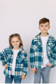 Детская теплая флисовая рубашка Голубого цвета для мальчика