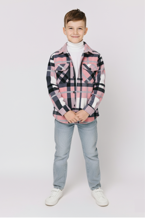 Детская теплая флисовая рубашка Розового цвета для мальчика