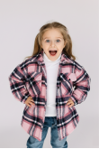 Детская теплая флисовая рубашка Розового цвета для девочки