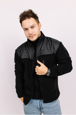 Мужская Черная флисовая военная кофта форма ВСУ