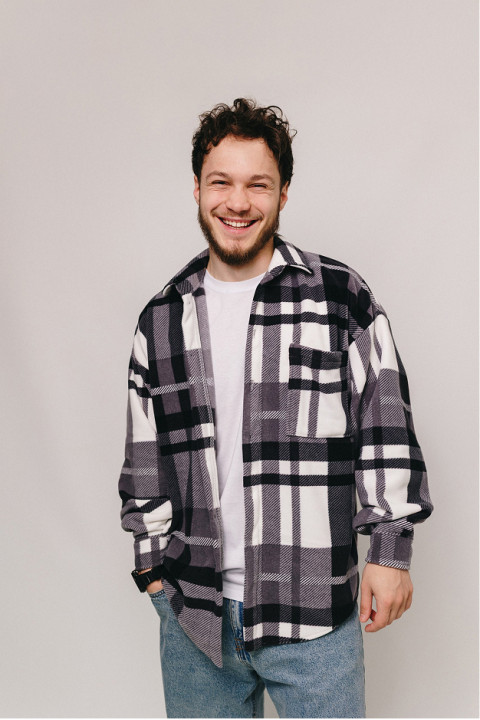 Мужская теплая флисовая рубашка Серого цвета