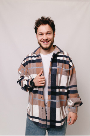 Мужская теплая флисовая рубашка цвета Мокко