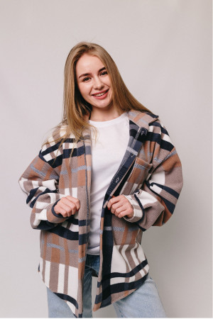 Женская теплая флисовая рубашка цвета Беж