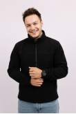 Мужская черная флисовая кофта на молнии