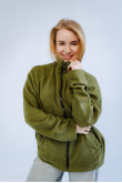Жіноча оливкову флісова кофта на блискавці