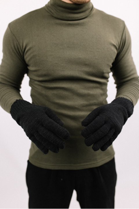 Мужские Черные вязаные двойные зимние рукавицы