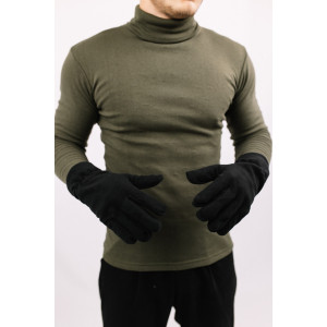 Мужские Черные флисовые двойные зимние рукавицы