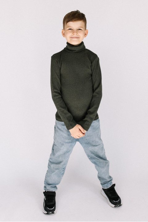 Детский Оливковый Хаки гольф водолазка базовый в стиле милитари