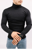 Мужской гольф Темно-серый Антрацит с горловиной со стойкой и отворотом базовый